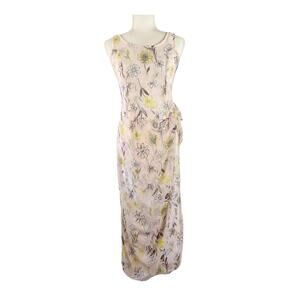 Vintage Napoli Floral Chiffon Sleeveless Maxi Dress SMALL Faux Wrap Fairy Whimsy